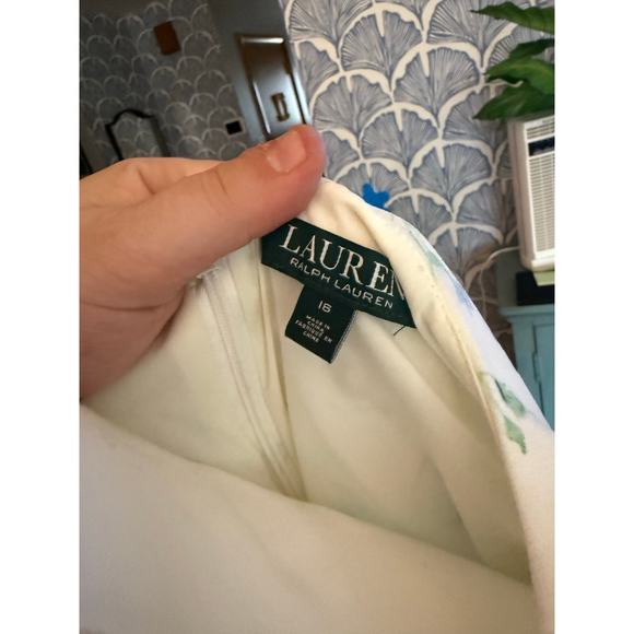 NWT Lauren Ralph Lauren Cream with Blue and Purple Floral Mini Dress Sz. 16 - Picture 3 of 7